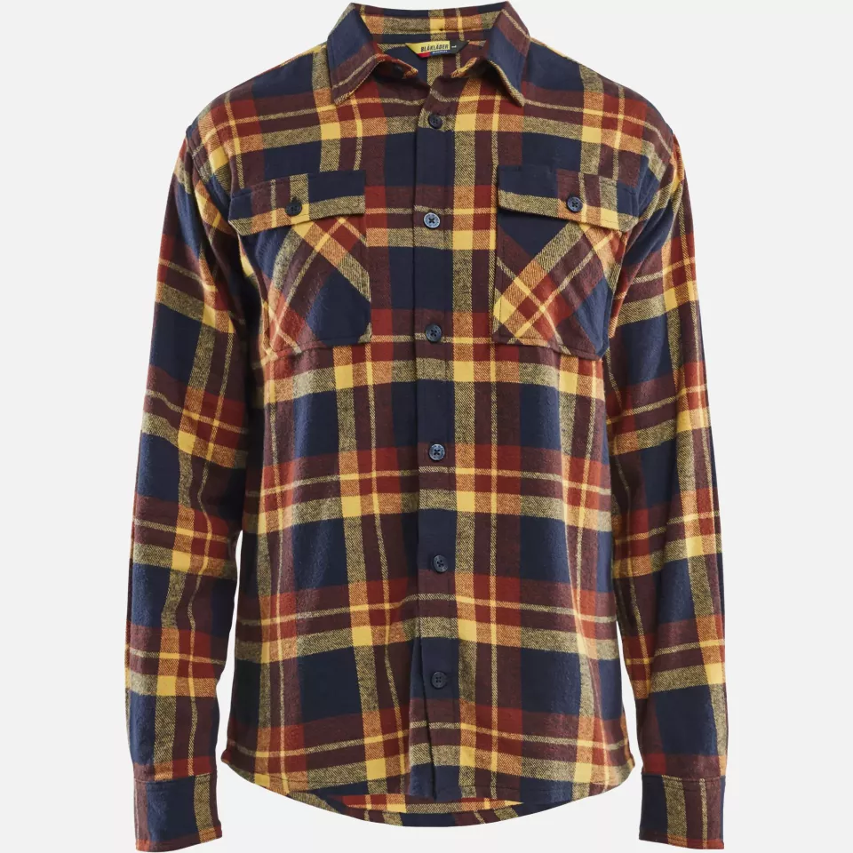 Blaklader 328811685986, Flannel Shirt, Rust Red/Dark Blue, image 1, gallery thumbnail