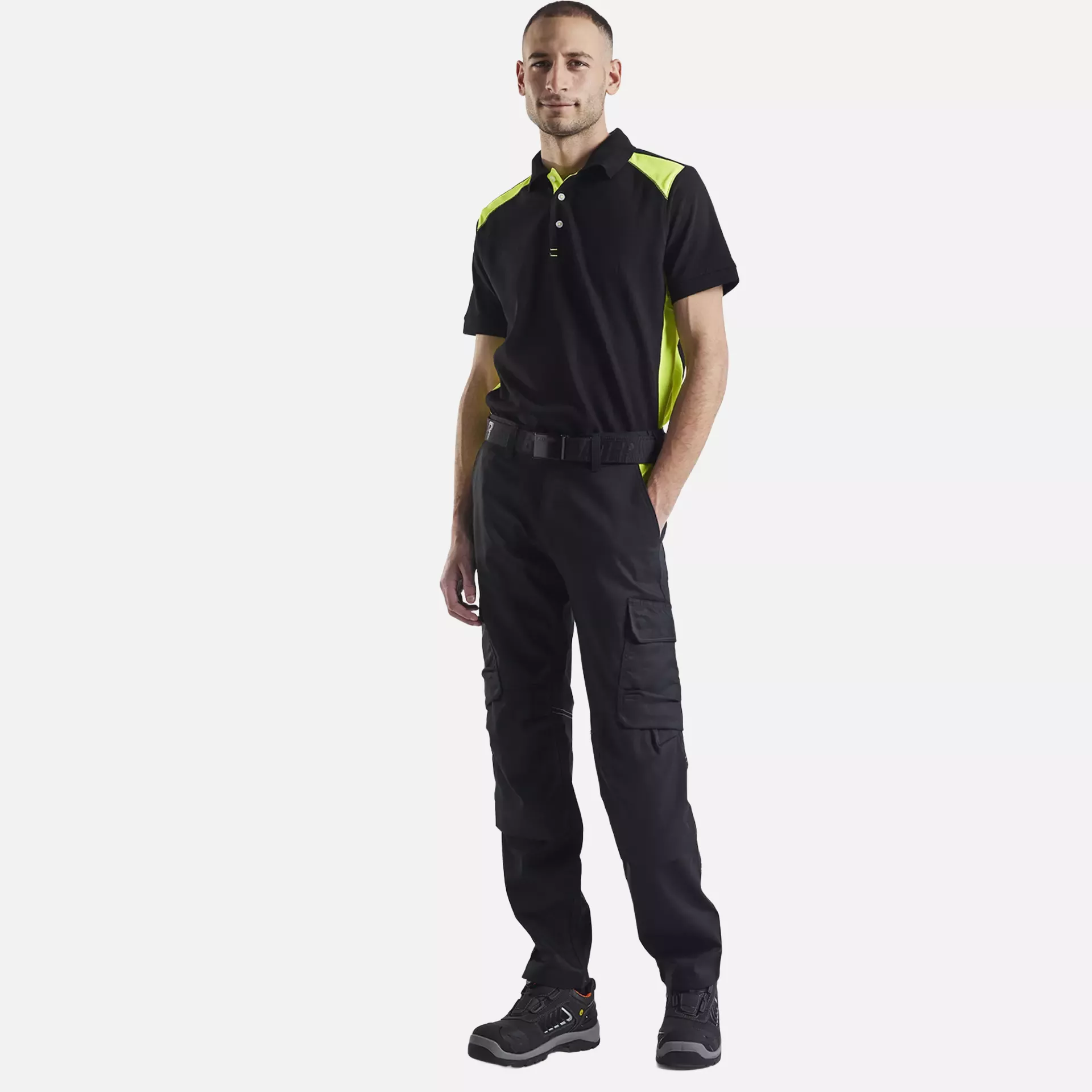 Blaklader 144818329933, Industrie Stretch Arbeitshose mit Kniepolstertaschen, Schwarz/Gelb, image 5