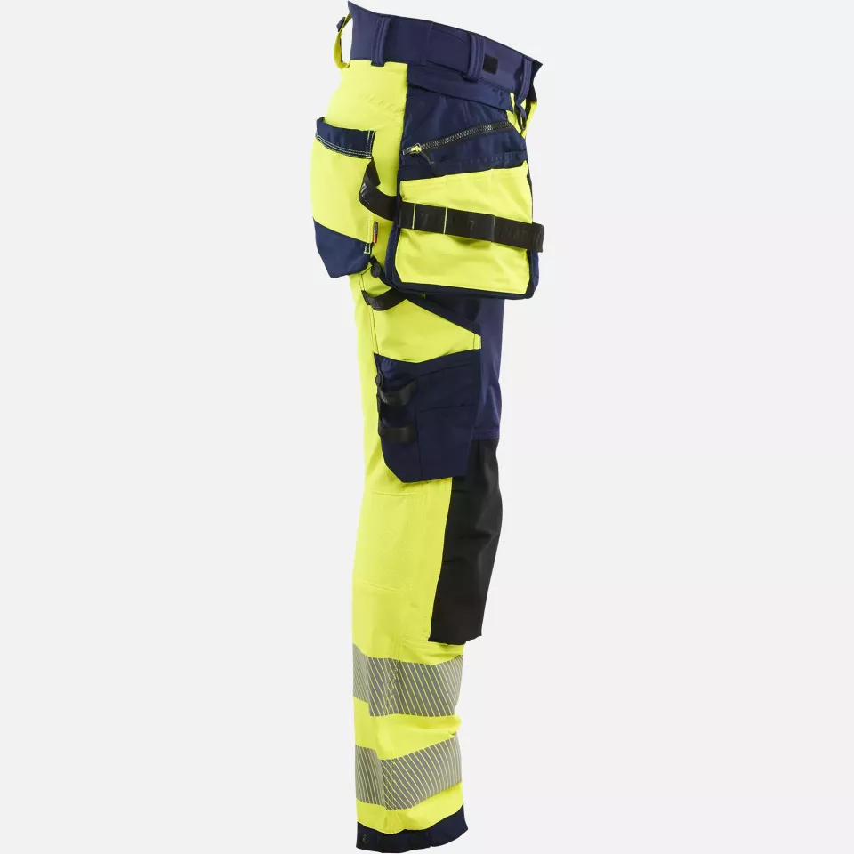 Blaklader 702216483389, High Vis Ladies 4-Way Stretch Trousers, Yellow/Navy Blue, image 2, gallery thumbnail