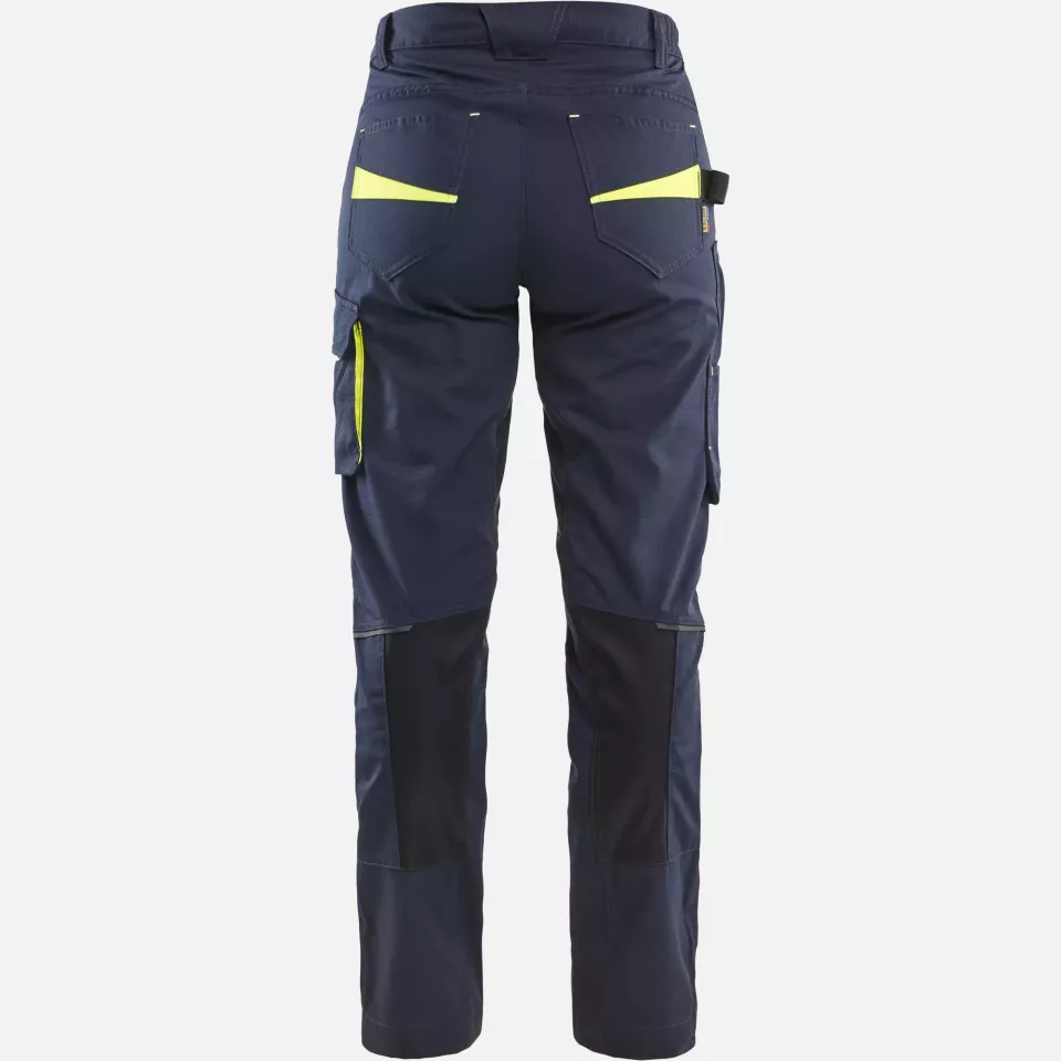 Blaklader 719513308633, Women's Stretch Work Trousers, Dark Navy/Yellow, image 4, gallery thumbnail