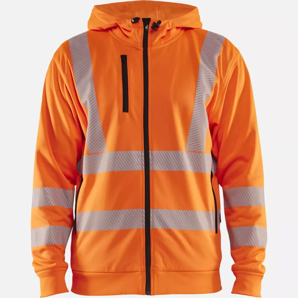 Blaklader 356525385300, High Vis Hooded Sweatshirt with Zip, Orange, image 1, gallery thumbnail