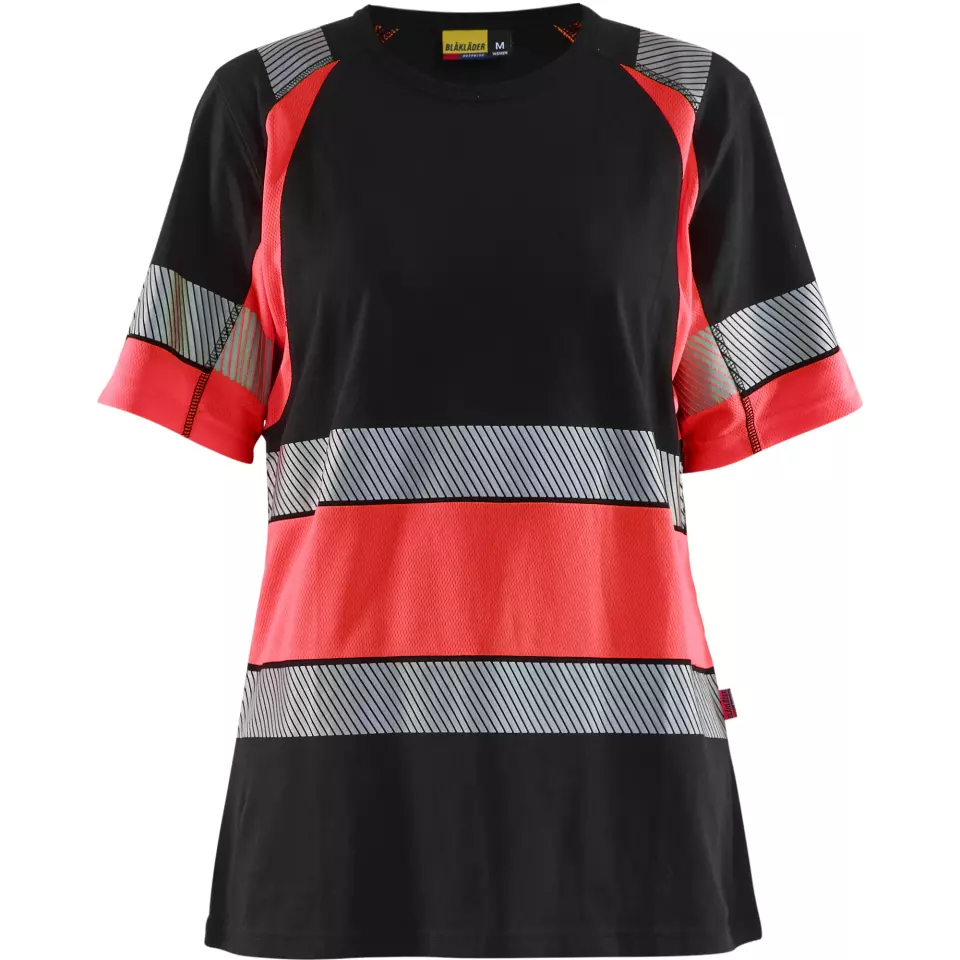 Blåkläder 341010309955, High Vis Women's T-Shirt, Black/High Vis Red, image 1, gallery thumbnail