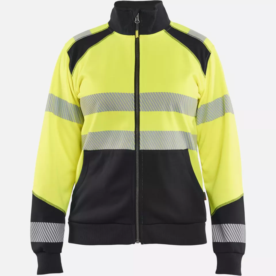 Blaklader 350825283399, High Vis Ladies Zip Sweatshirt, Yellow/Black, image 1, gallery thumbnail