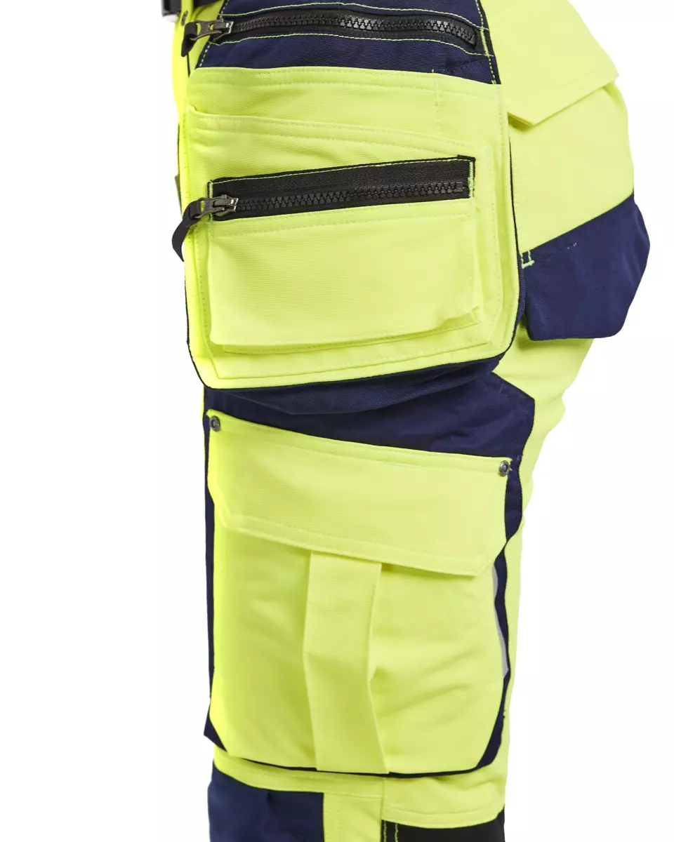 Blaklader 719716423389, High Vis Ladies 4-Way Stretch Work Trousers, Yellow/Navy Blue, image 7, gallery thumbnail
