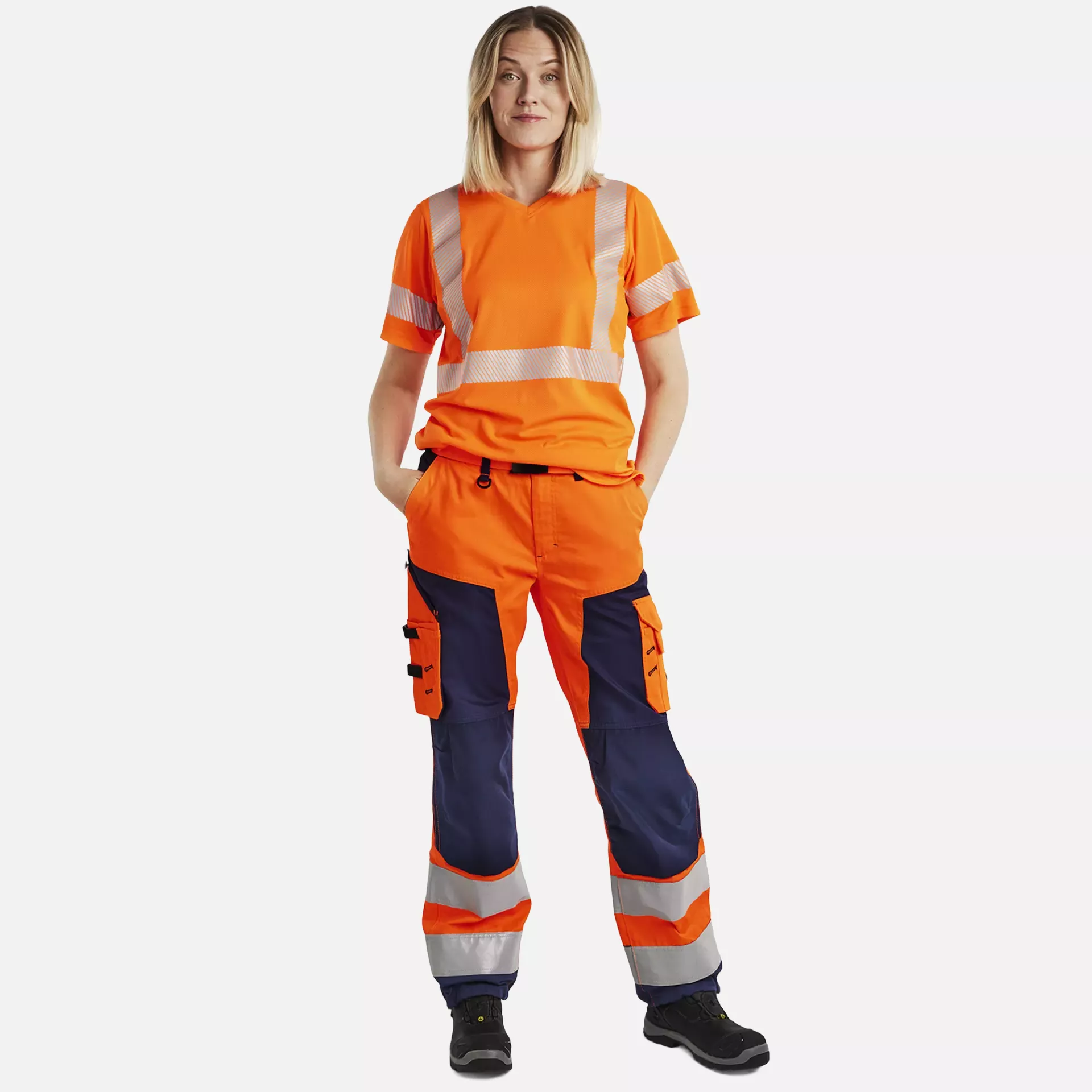 Blaklader 715518115389, High Vis Damen Arbeitshose, Orange/Marineblau, image 5