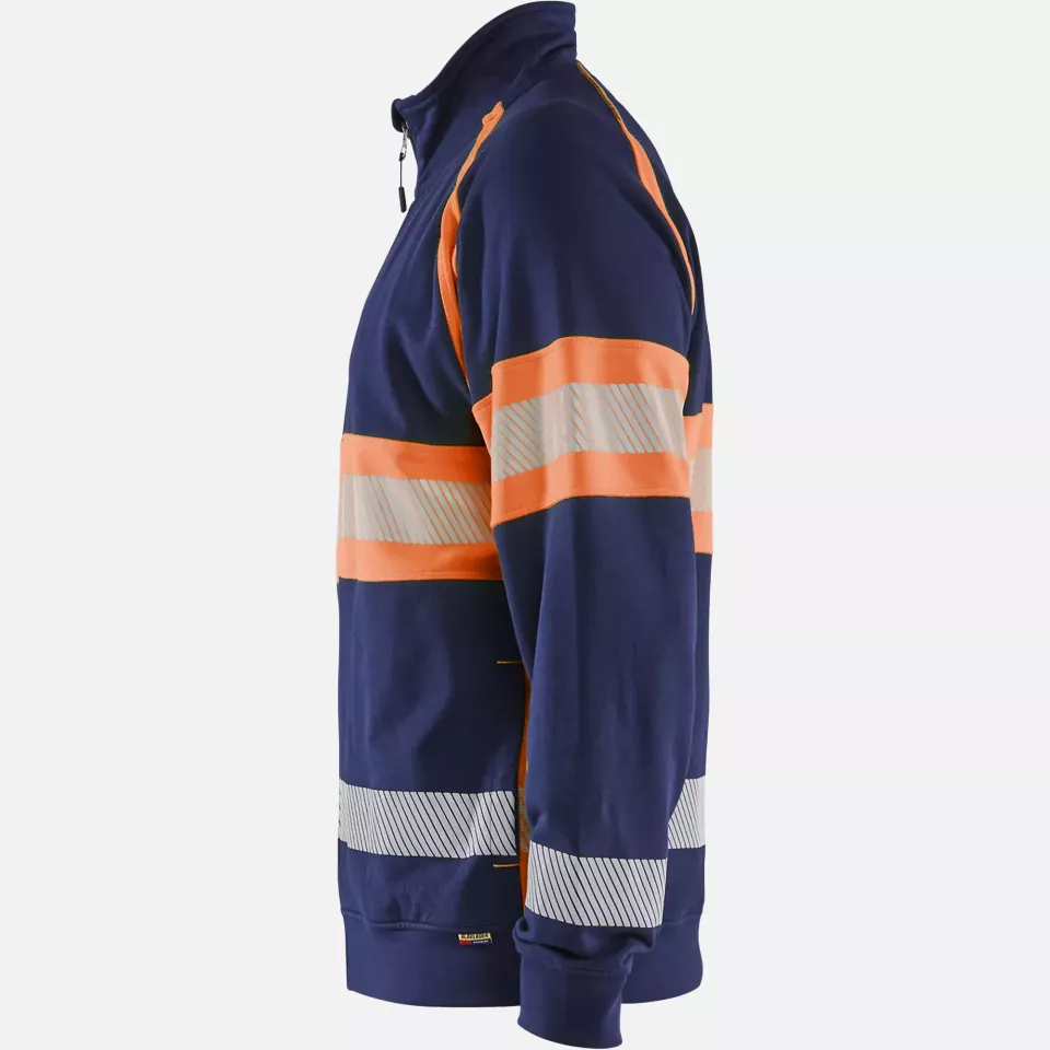 Blaklader 355111588953, High Vis Sweat Jacket, Navy Blue/Orange, image 3, gallery thumbnail