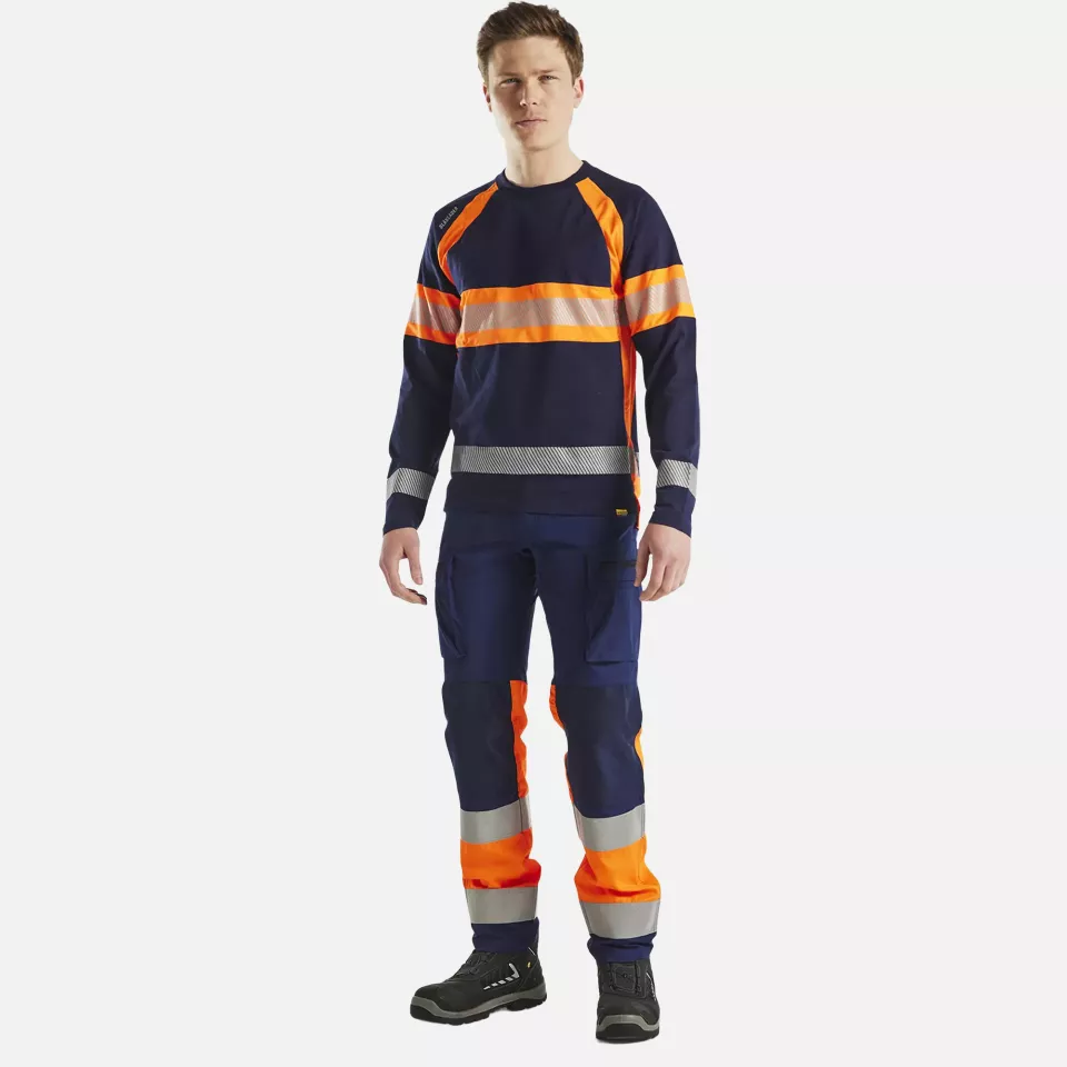 Blaklader 351010308853, Long Sleeve High Vis Shirt, Navy Blue/Orange, image 5, gallery thumbnail