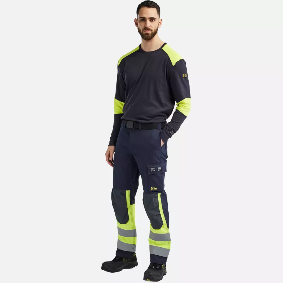 Blaklader 345717618933, Flame Resistant Long Sleeve Shirt, Navy/Yellow, image 5, gallery thumbnail