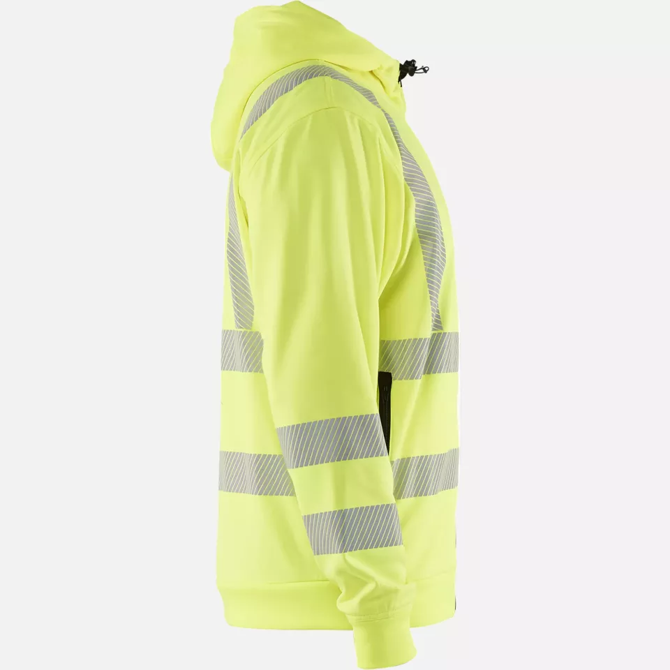 Blaklader 356525383300, High Vis Hooded Sweatshirt with Zip, Yellow, image 2, gallery thumbnail