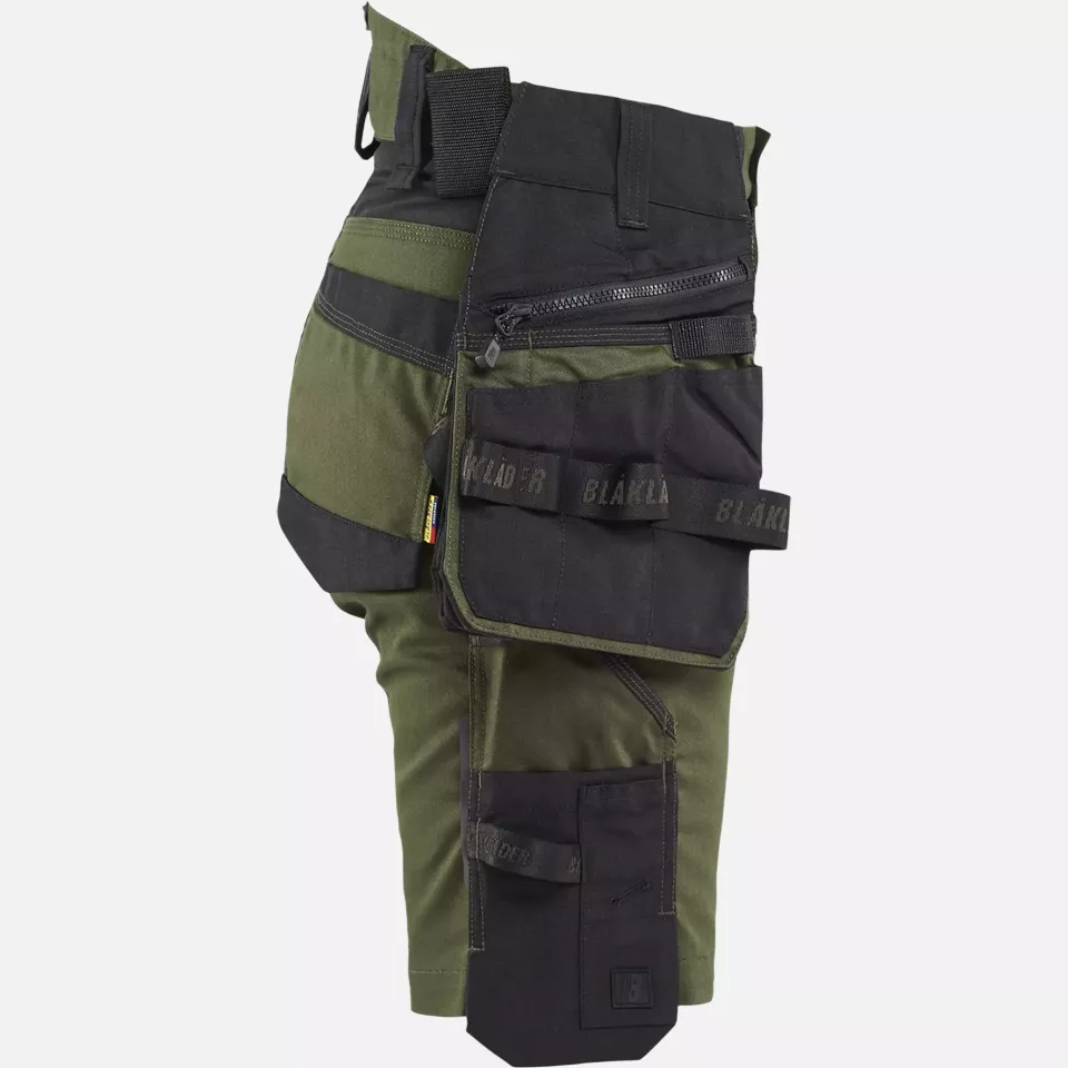 Blaklader 717511494298, STRIKER Ladies Stretch Craftsman Shorts, Forest Green/Black, image 2, gallery thumbnail
