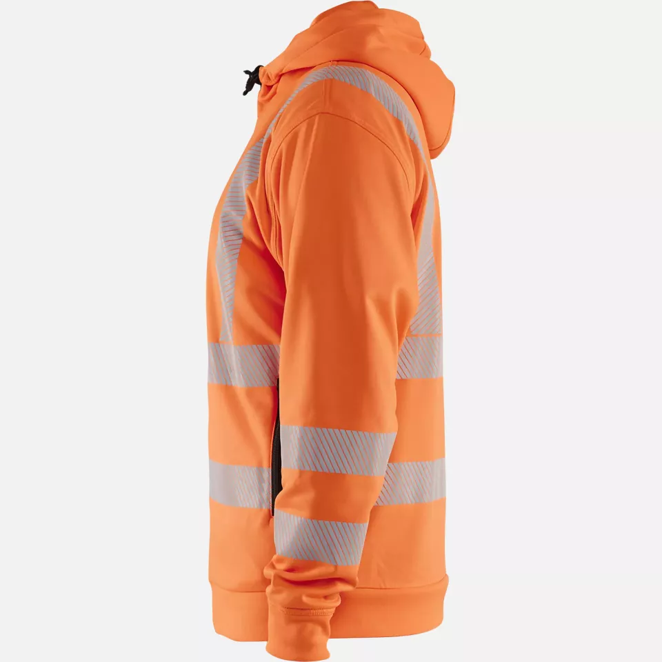 Blaklader 356525385300, High Vis Hooded Sweatshirt with Zip, Orange, image 3, gallery thumbnail