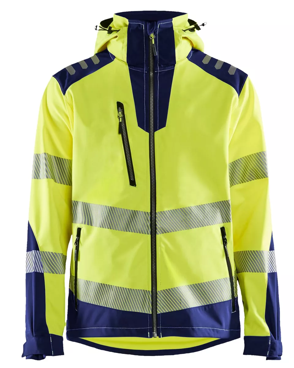 Blaklader 449125133389, High Vis Softshell Jacket, Yellow/Navy Blue