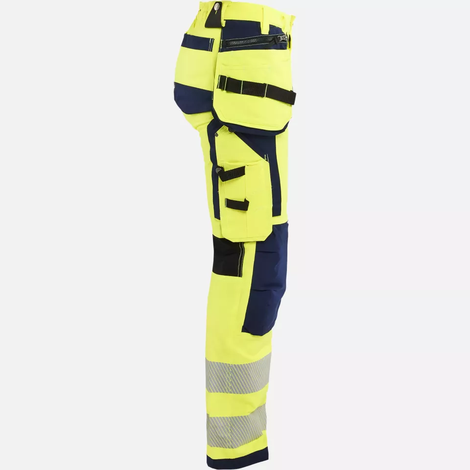 Blaklader 719716423389, High Vis Ladies 4-Way Stretch Work Trousers, Yellow/Navy Blue, image 2, gallery thumbnail