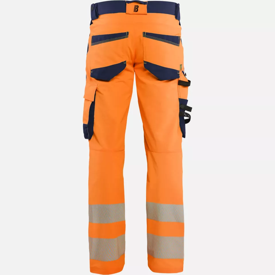 Blaklader 112416485389, Hi-Vis Work Trousers 4-Way Stretch, Hi-Vis Orange/Navy Blue, image 4, gallery thumbnail