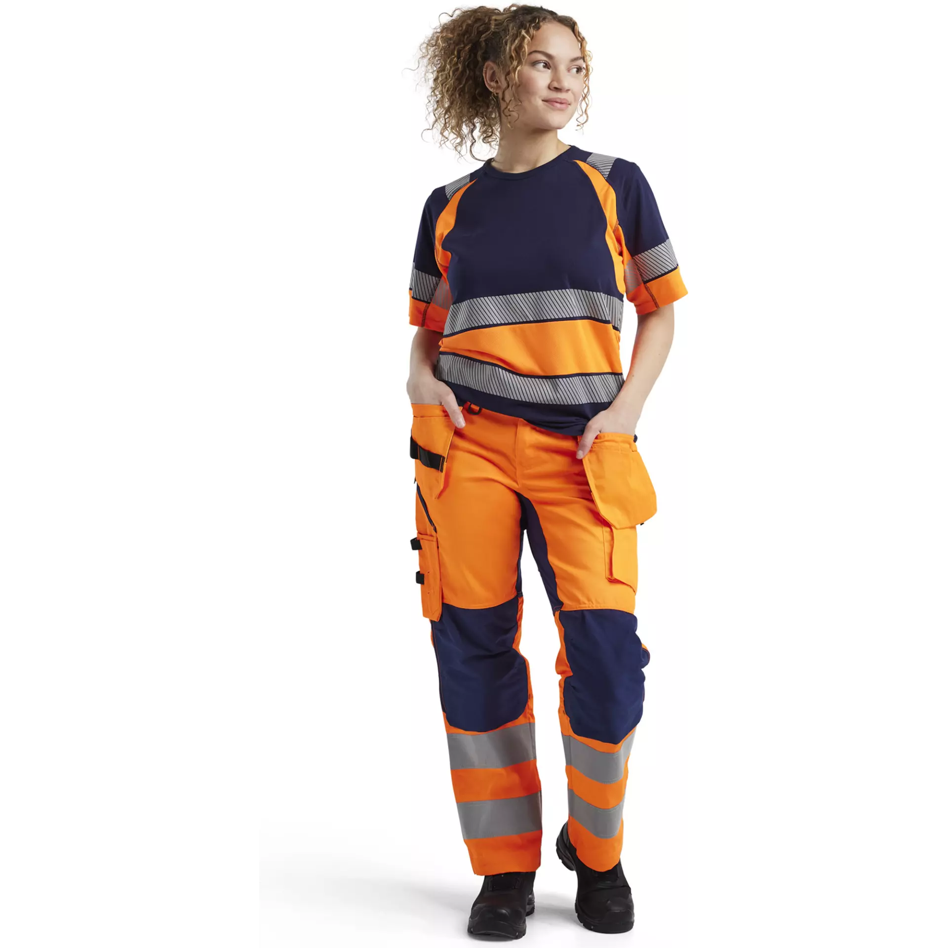 Blåkläder 341010308853, High Vis Ladies T-Shirt, Navy Blue/Orange, image 5