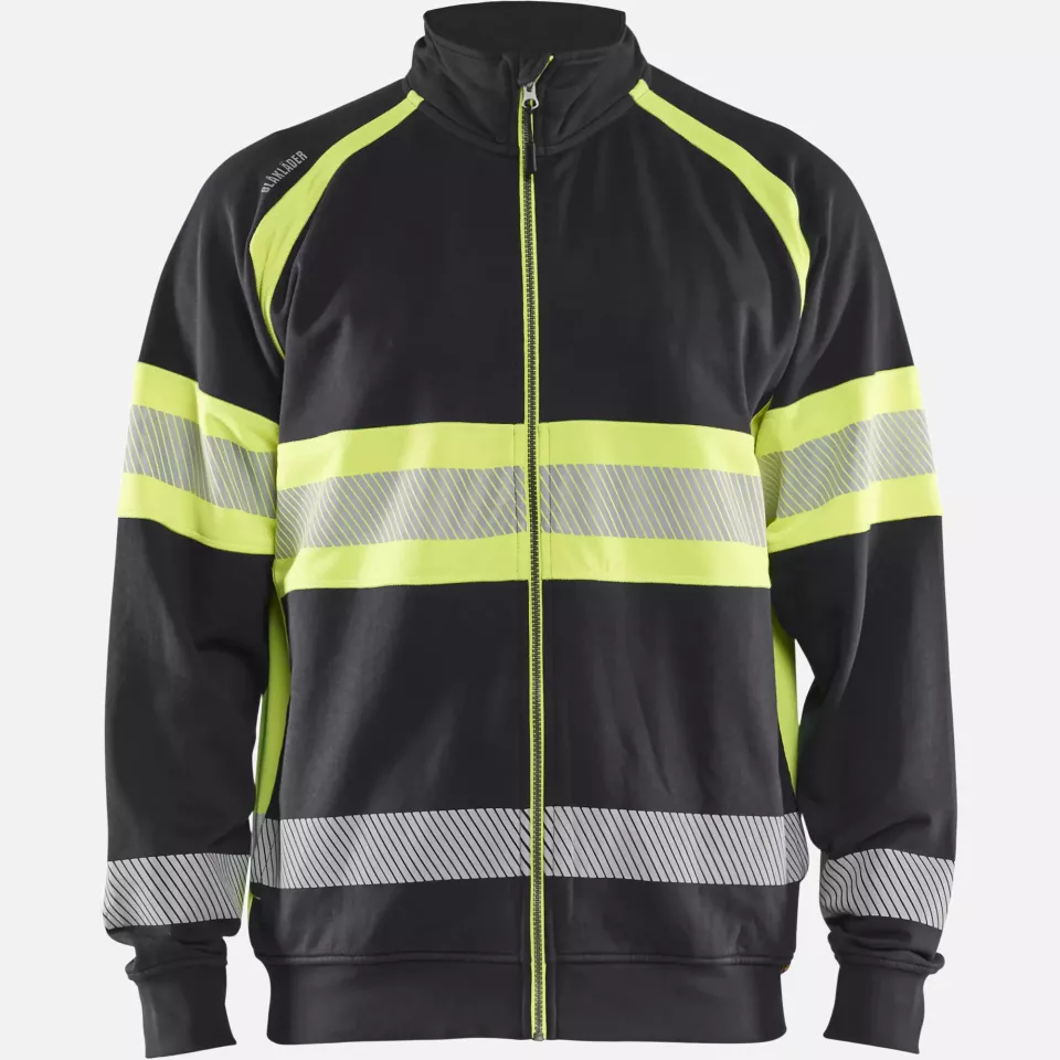 Blaklader 355111589933, High Vis Sweat Jacket, Black/Yellow, image 1, gallery thumbnail