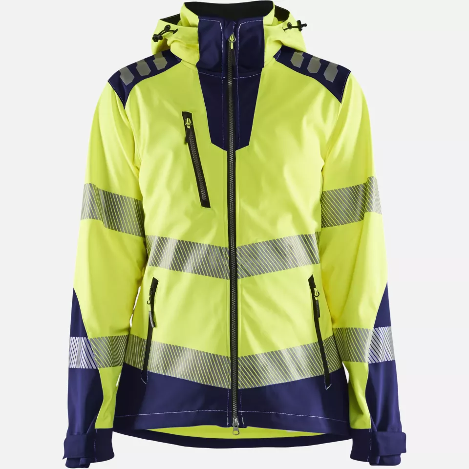 Blaklader 479125133389, High Vis Women's Softshell Jacket, Yellow/Navy Blue, image 1, gallery thumbnail