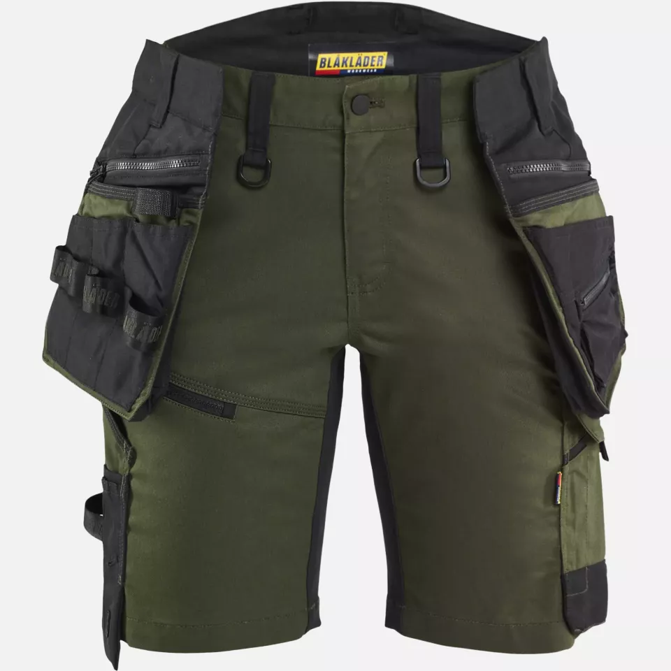 Blaklader 717511494298, STRIKER Ladies Stretch Craftsman Shorts, Forest Green/Black, image 1, gallery thumbnail