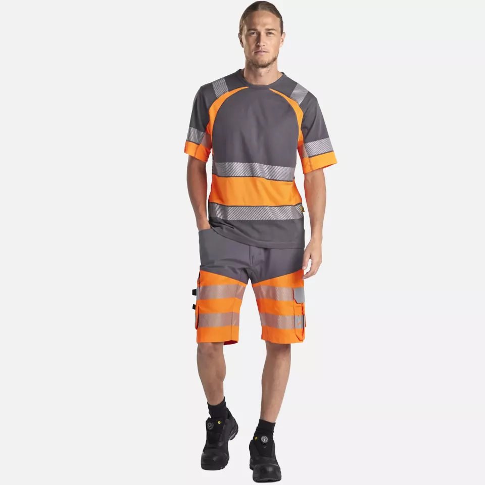 Blaklader 154118119653, High Vis Stretch Shorts, Medium Grey/Orange, image 5, gallery thumbnail