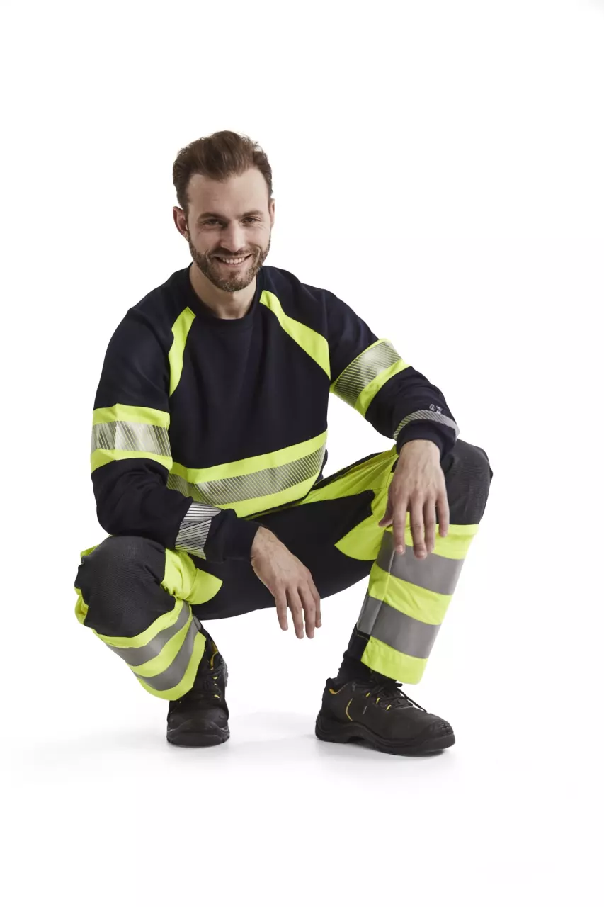 Blåkläder 158715123389, Multinorm Stretch Work Pants, Yellow/Navy Blue, image 6, gallery thumbnail