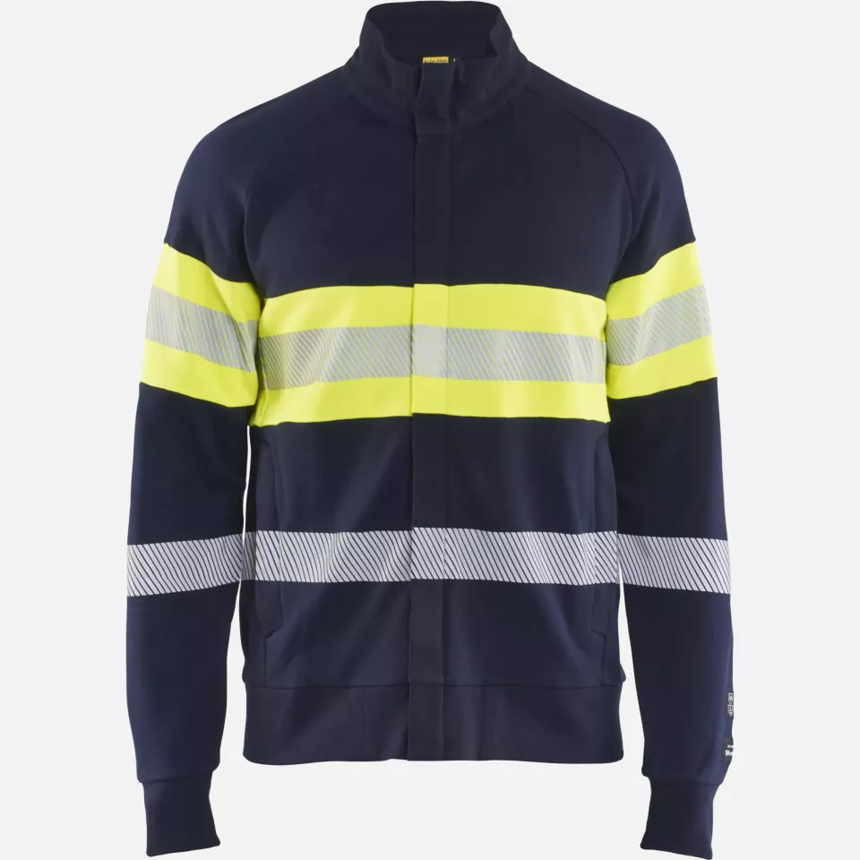 Blaklader 346217628933, Multi-Norm Sweatshirt with Zip, Navy Blue/ Yellow, image 1, gallery thumbnail