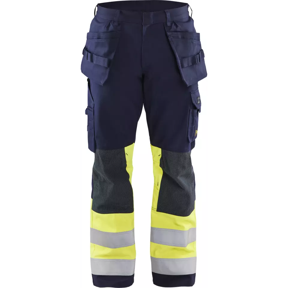Blåkläder 147915148933, Multi-Norm Craftsman Work Trousers, Navy Blue/ Yellow, image 1, gallery thumbnail