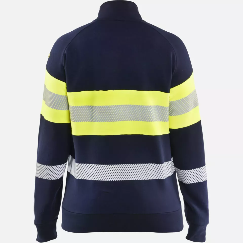 Blaklader 347217628933, Ladies Multinorm High Vis Sweatshirt with Zipper, Navy/Yellow, image 4, gallery thumbnail