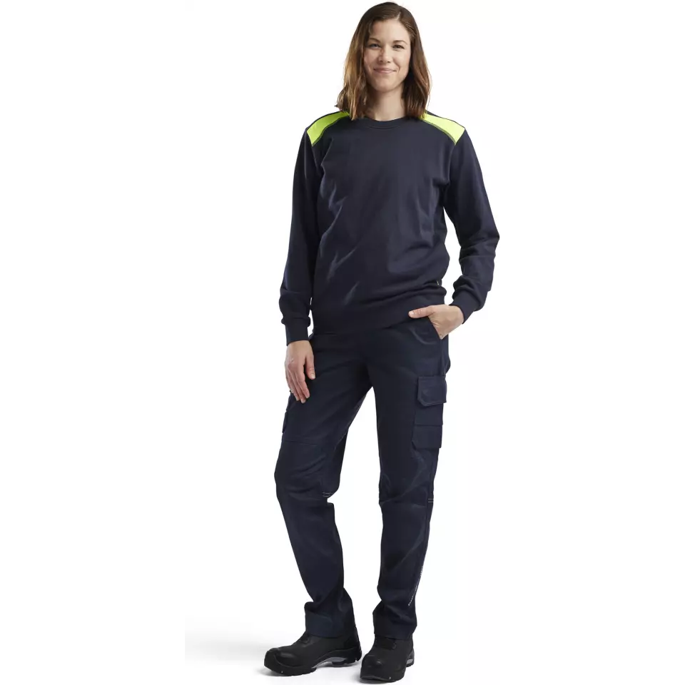 Blåkläder 340811588633, Women's Sweatshirt, Dark Navy/Yellow, image 5, gallery thumbnail