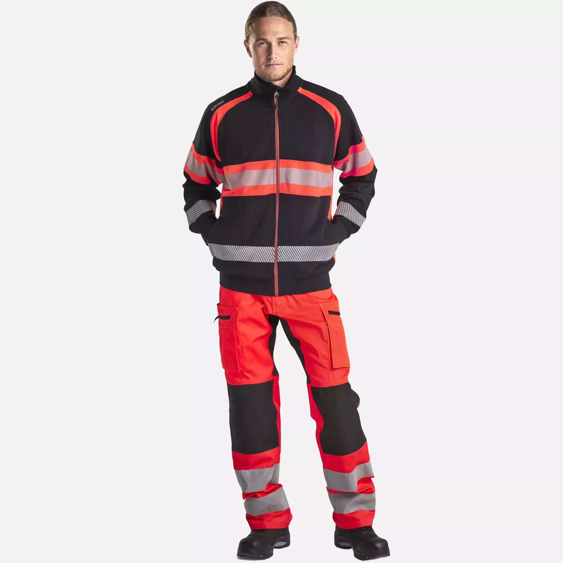 Blaklader 355111589955, High Vis Sweat Jacket, Black/High Vis Red, image 5