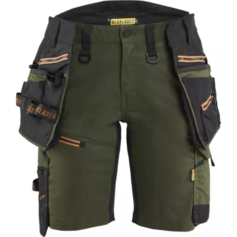 Blaklader STRIKER Ladies Stretch Craftsman Shorts, Forest Green/Rust