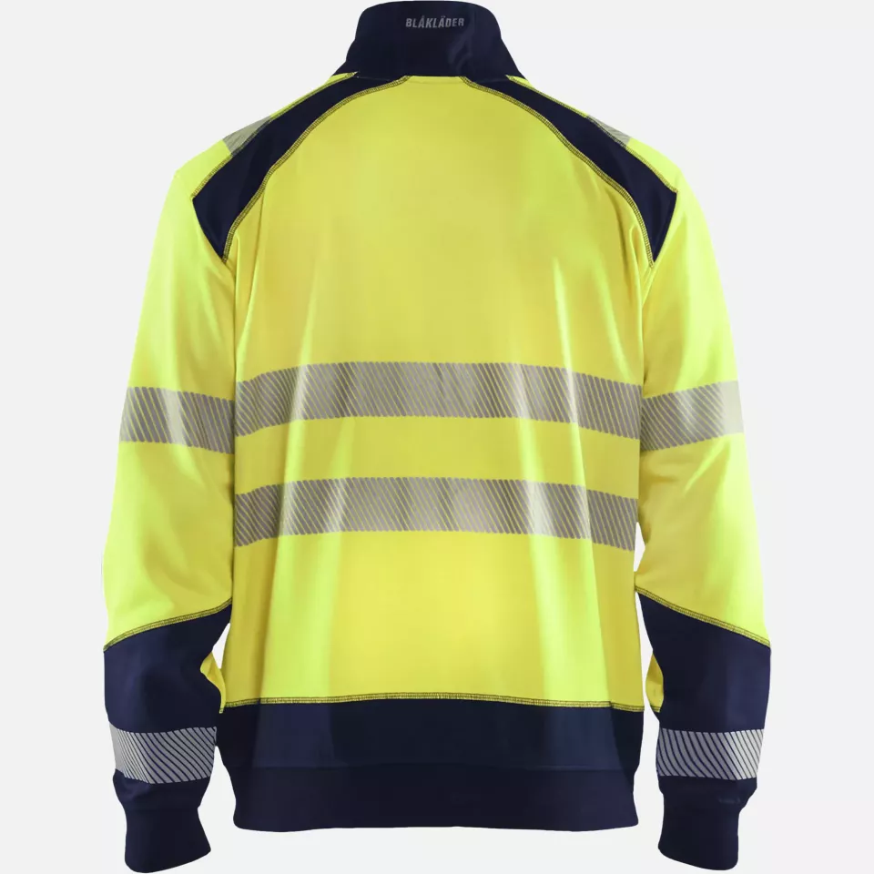 Blaklader 355825283389, High Vis Zip Sweatshirt, Yellow/Navy Blue, image 4, gallery thumbnail