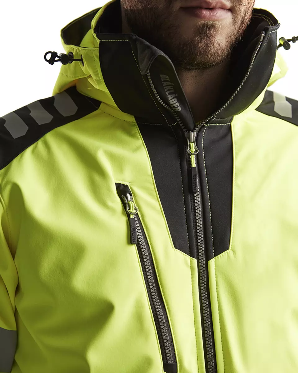 Blaklader 449125133399, High Vis Softshell Jacket, Yellow/Black, image 7, gallery thumbnail