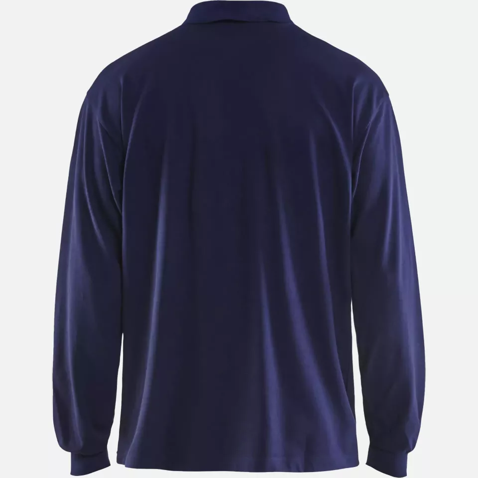 Blaklader 337417418900, Flame Resistant Long Sleeve Polo, Navy, image 4, gallery thumbnail