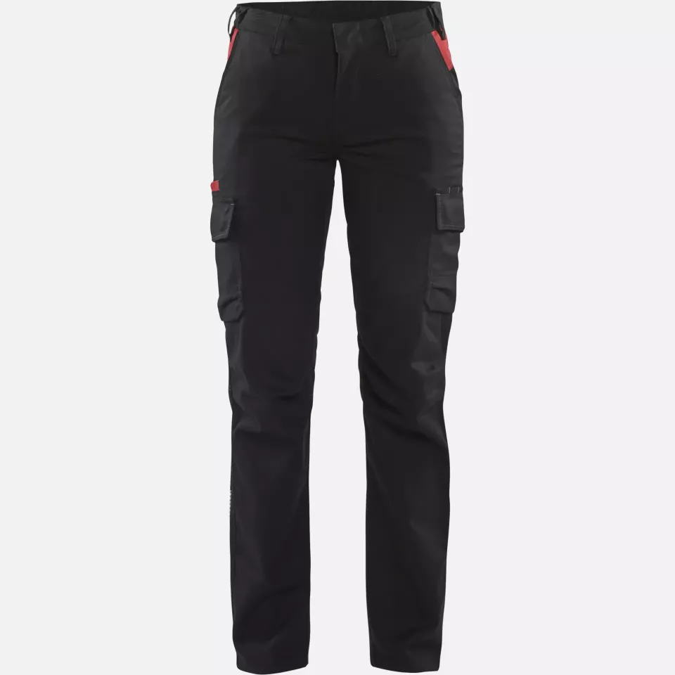 Blaklader 714418329956, Ladies Stretch Industry Work Trousers, Black/Red, image 1, gallery thumbnail