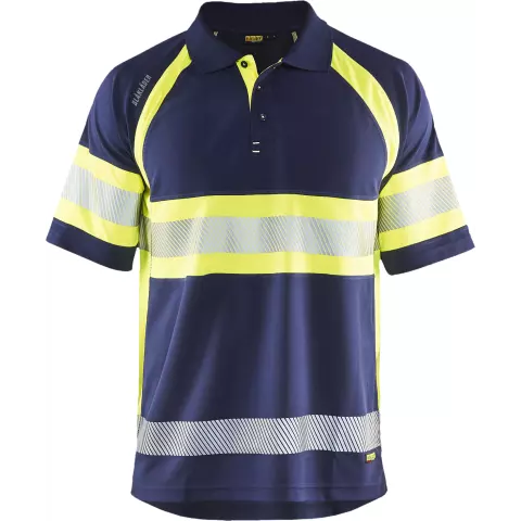 Blaklader High Vis UV Protection Polo Shirt, Navy Blue/ Yellow