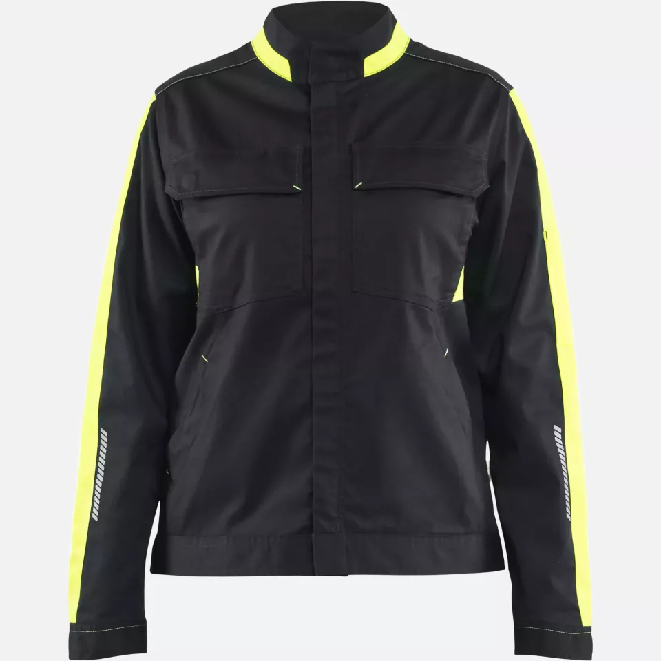 Blaklader 444318329933, Ladies Industrial Stretch Jacket, Black/Yellow, image 1, gallery thumbnail