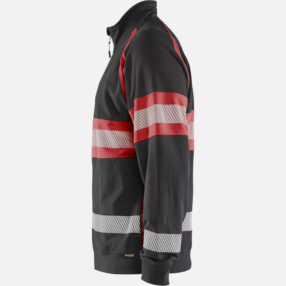 Blaklader 355111589955, High Vis Sweat Jacket, Black/High Vis Red, image 3, gallery thumbnail