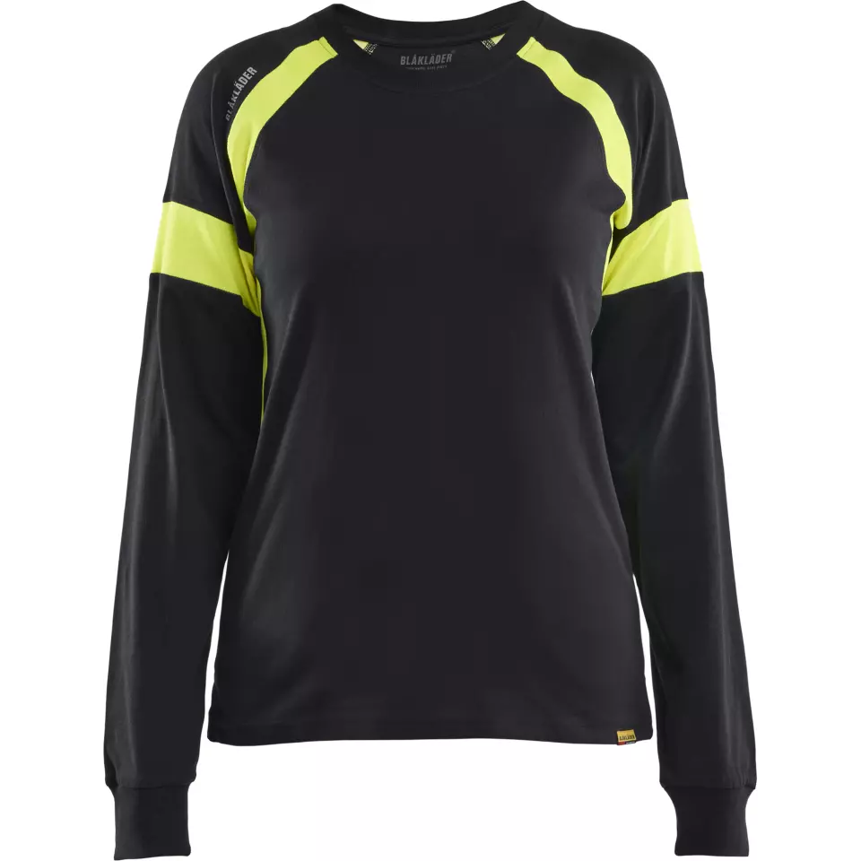 Blaklader 352110309933, High Vis Ladies Long Sleeve T-Shirt, Black/Yellow, image 1, gallery thumbnail