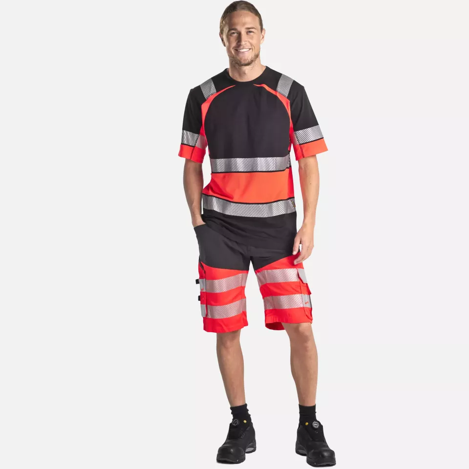 Blaklader 154118119955, High Vis Stretch Shorts, Black/High Vis Red, image 5, gallery thumbnail