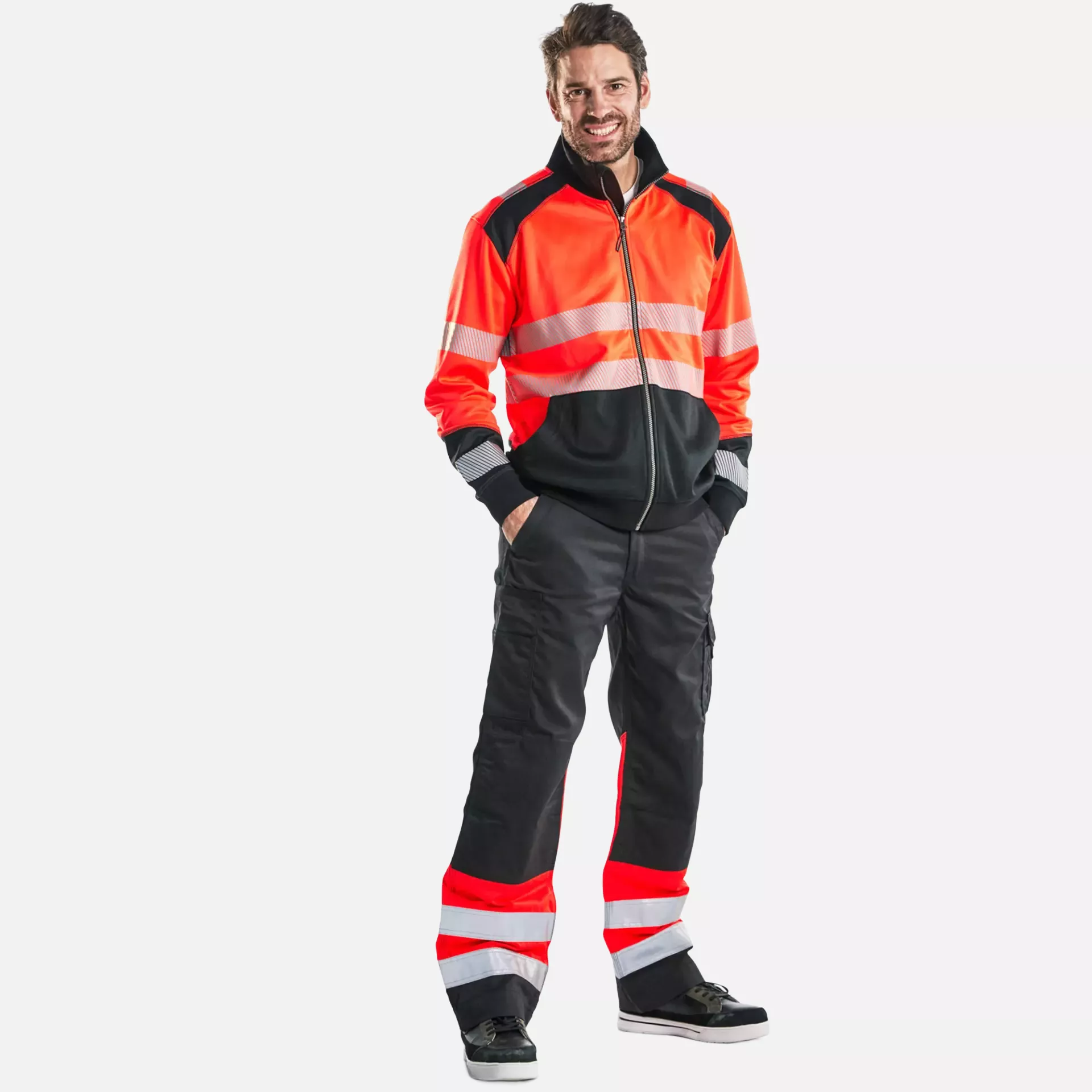 Blaklader 355825285599, High Vis Zip Sweatshirt, Red/Black, image 5