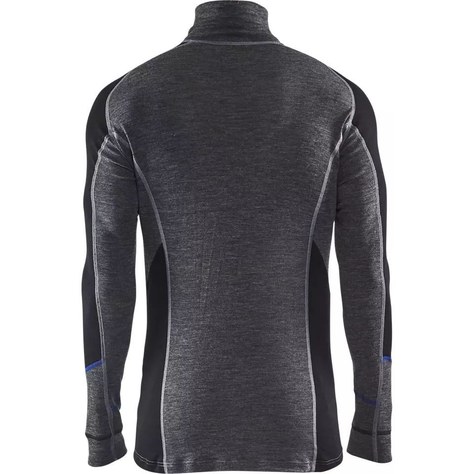Blaklader 489917329699, Warm Merino Wool Zip Neck Undershirt, Medium Grey/Black, image 3, gallery thumbnail