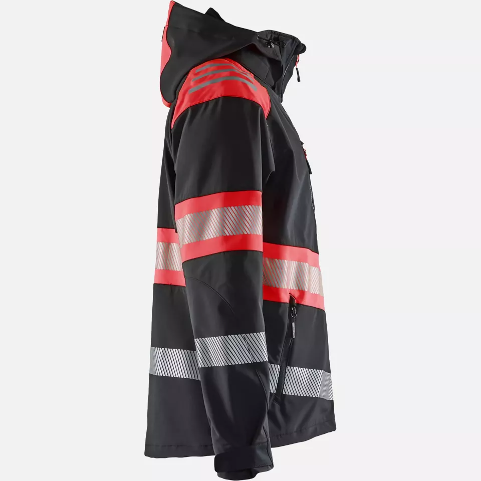 Blaklader 449425139955, High Vis Softshell Jacket, Black/High Vis Red, image 2, gallery thumbnail