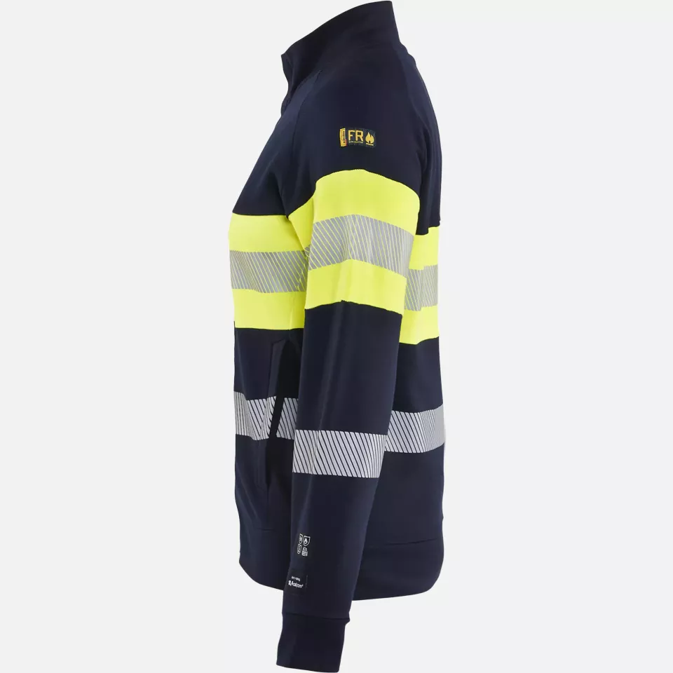 Blaklader 347217628933, Ladies Multinorm High Vis Sweatshirt with Zipper, Navy/Yellow, image 3, gallery thumbnail