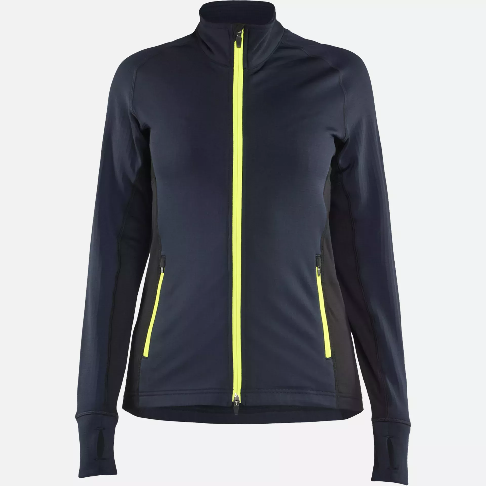 Blaklader 474525398633, STRIKER Ladies Fleece Jacket, Dark Navy/High Vis Yellow, image 1