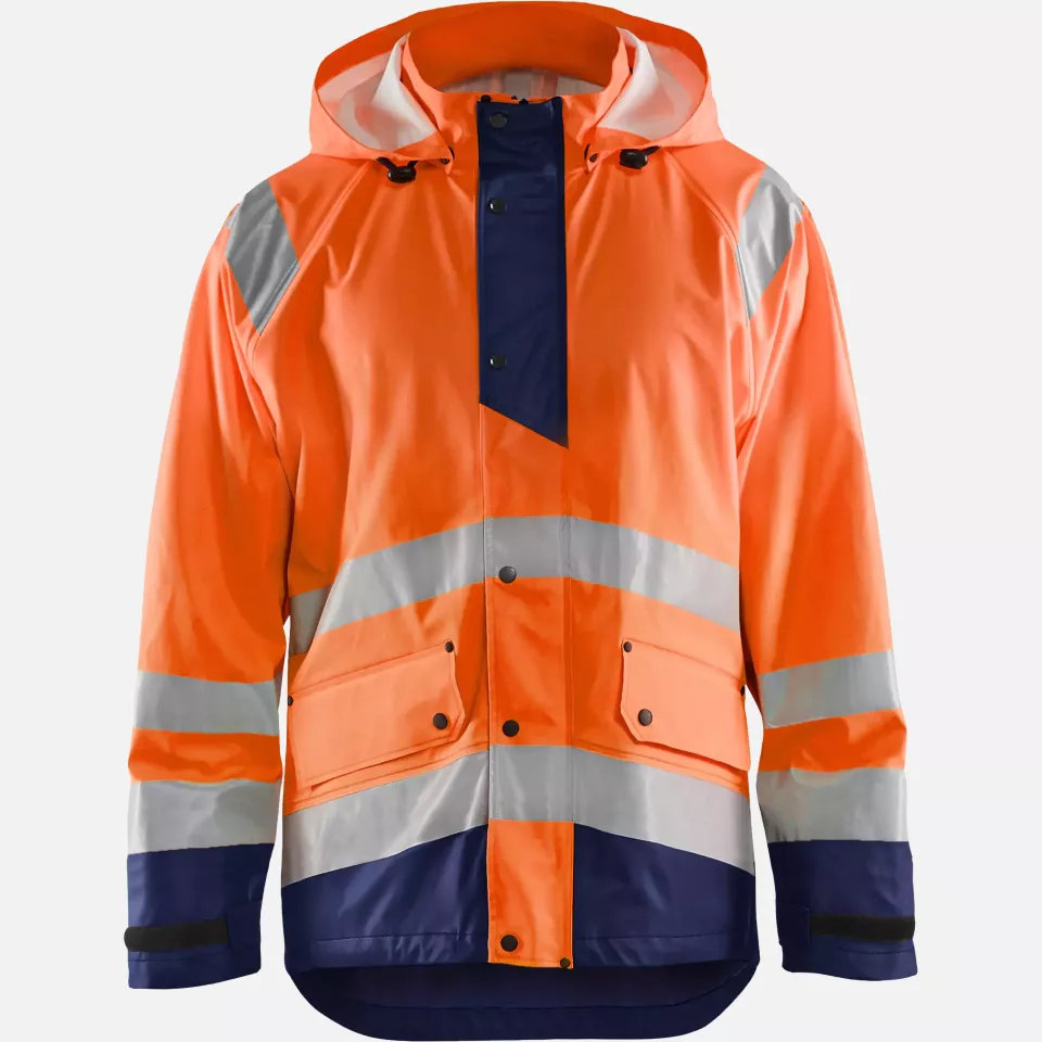 Blaklader 432320005389, High Vis Rain Jacket, Orange/Navy Blue, image 1, gallery thumbnail