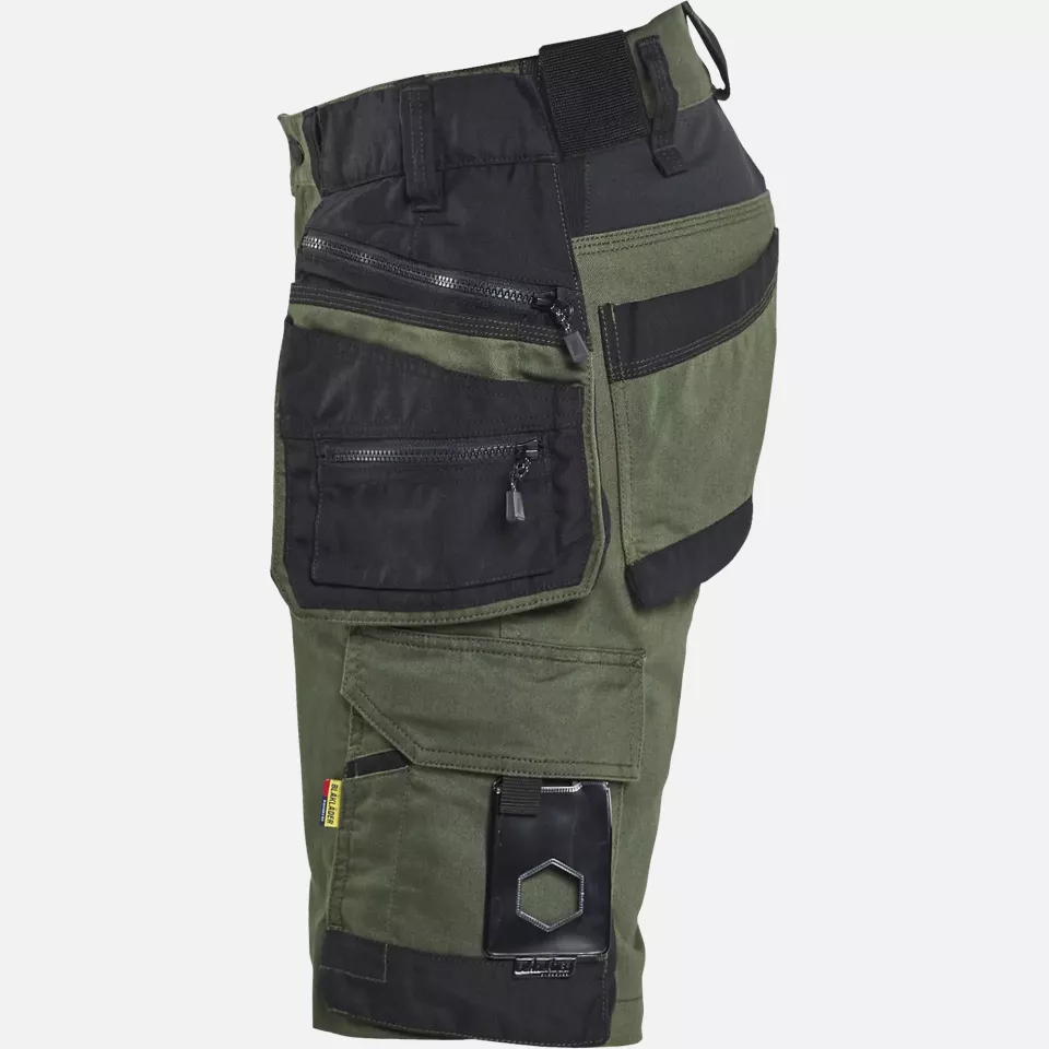 Blaklader 197211494298, STRIKER Stretch Craftsman Shorts, Forest Green/Black, image 3, gallery thumbnail