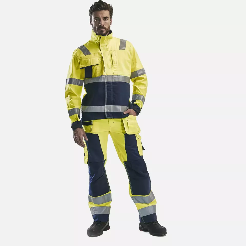 Blaklader 156818113389, High Vis Craftsman Work Trousers, Yellow/Navy Blue, image 5, gallery thumbnail