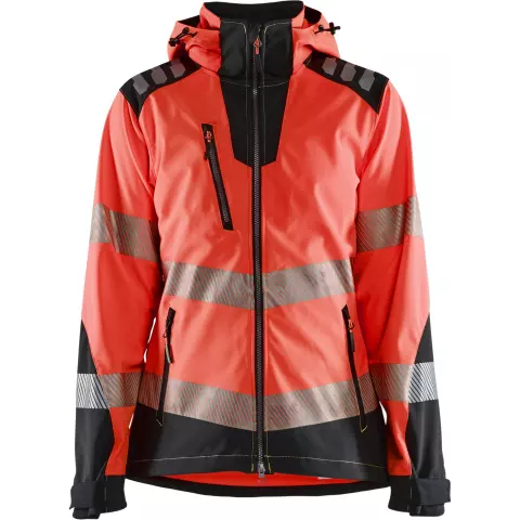 Blaklader High Vis Ladies Softshell Jacket, Red/Black