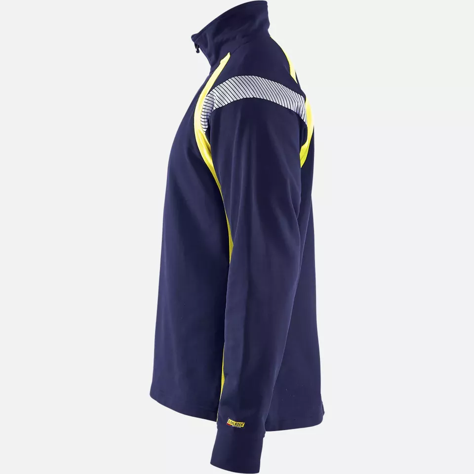 Blaklader 343211588933, Half-Zip Sweatshirt, Navy Blue/ Yellow, image 3, gallery thumbnail