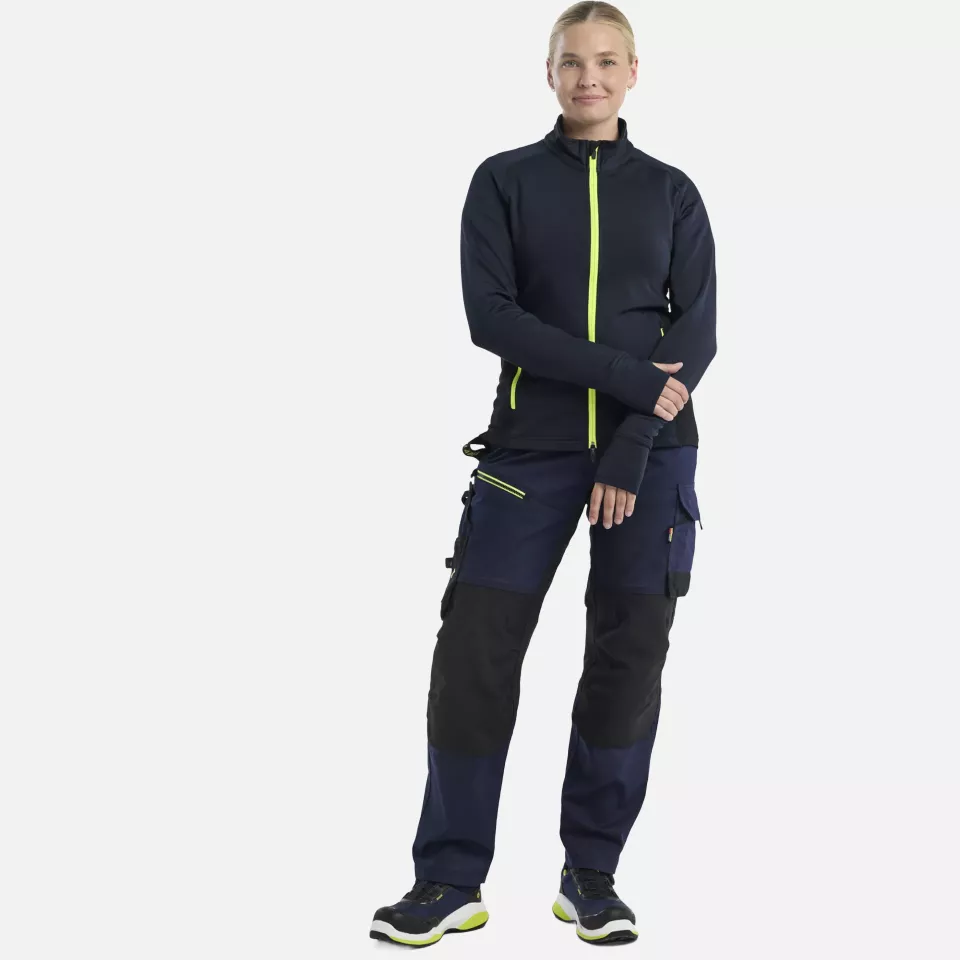 Blaklader 474525398633, STRIKER Ladies Fleece Jacket, Dark Navy/High Vis Yellow, image 5, gallery thumbnail